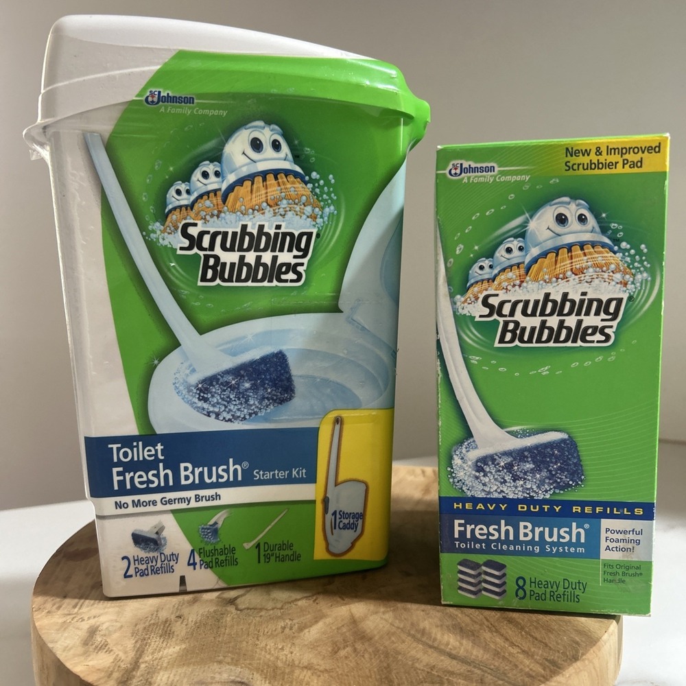 Scrubbing Bubbles Fresh Brush Starter Kit Caddy 2 Types Cleaning Pads Sealed New